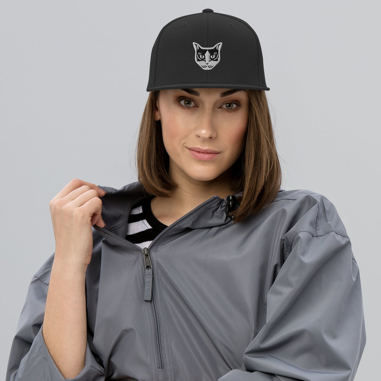 Boné Snapback Gato Preto e Branco - Tribal - i-animals