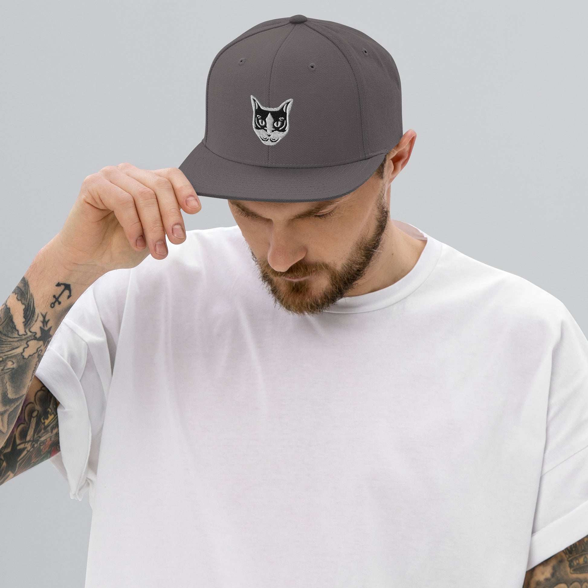 Boné Snapback Gato Preto e Branco - Tribal - i-animals