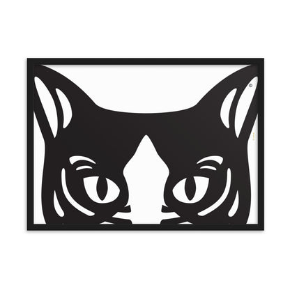 Pôster emoldurado Gato preto e branco - Tribal - i-animals