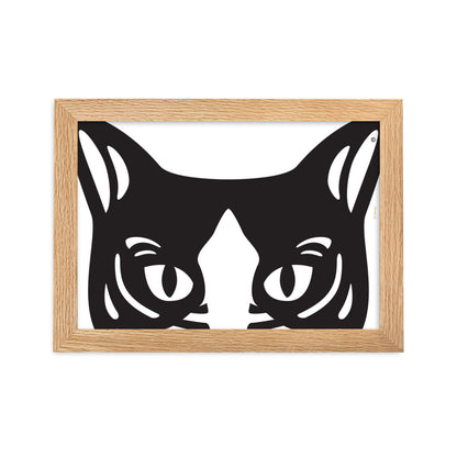 Pôster emoldurado Gato preto e branco - Tribal - i-animals