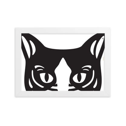 Pôster emoldurado Gato preto e branco - Tribal - i-animals